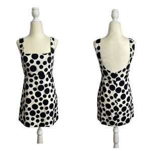 Zara NWT Limited Edition Black and White Polka Dot Retro Mini Dress Size Small